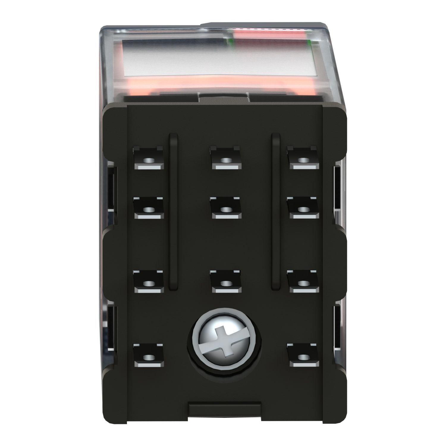 Picture of miniature plug in relay, Harmony Electromechanical Relays, 10A, 3CO, lockable test but to n, 48V AC