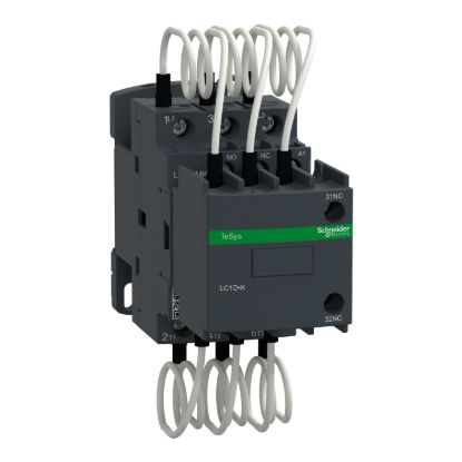 Picture of Capacitor contactor, Tesys Deca, 25kVAR at 400/415V 50Hz, 415V AC 50/60Hz coil, screw clamp terminals