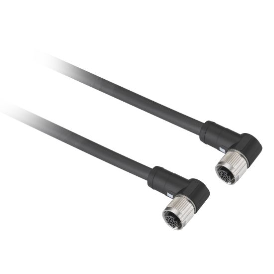 Picture of jumper cable XZ - elbowed female M12 12 pin - elbowed female M12 - 12 pin - 0.5m