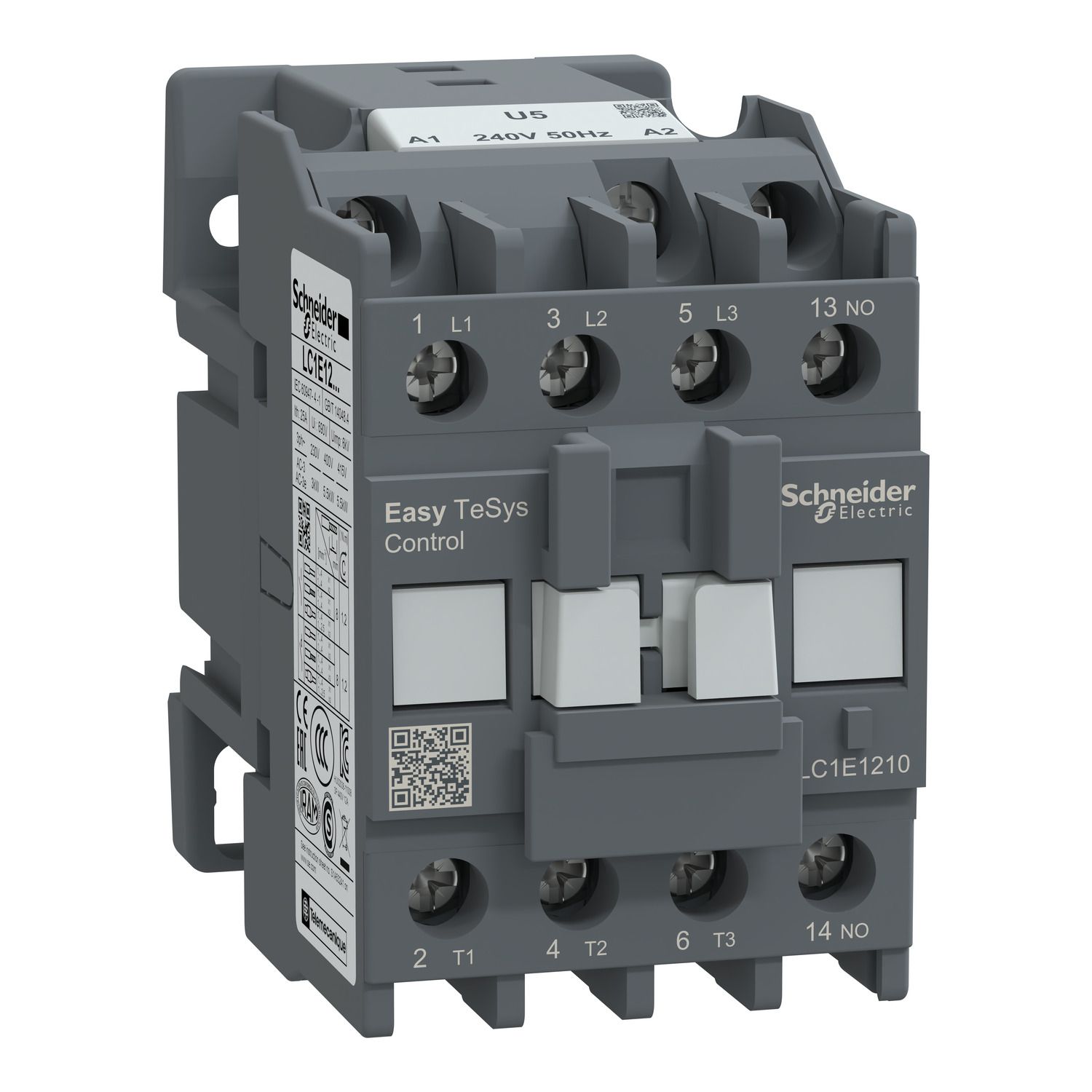 Picture of Contactor,Easy TeSys Control,LC1E,3P(3NO),AC-3,<=440V,12A,240V AC coil,50Hz,1NO auxiliary contact