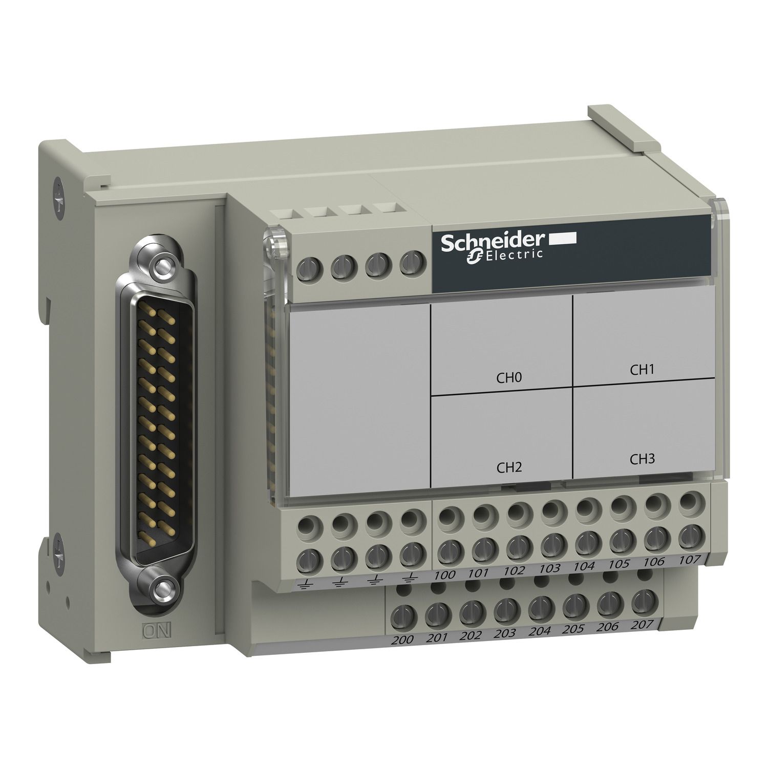 Picture of connection sub-base ABE7 - for distribution of 4 analog channels protected