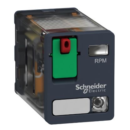 Picture of plug-in relay, Harmony electromechanical relays, 15A, 2CO, with LED, lockable test button, 230V AC