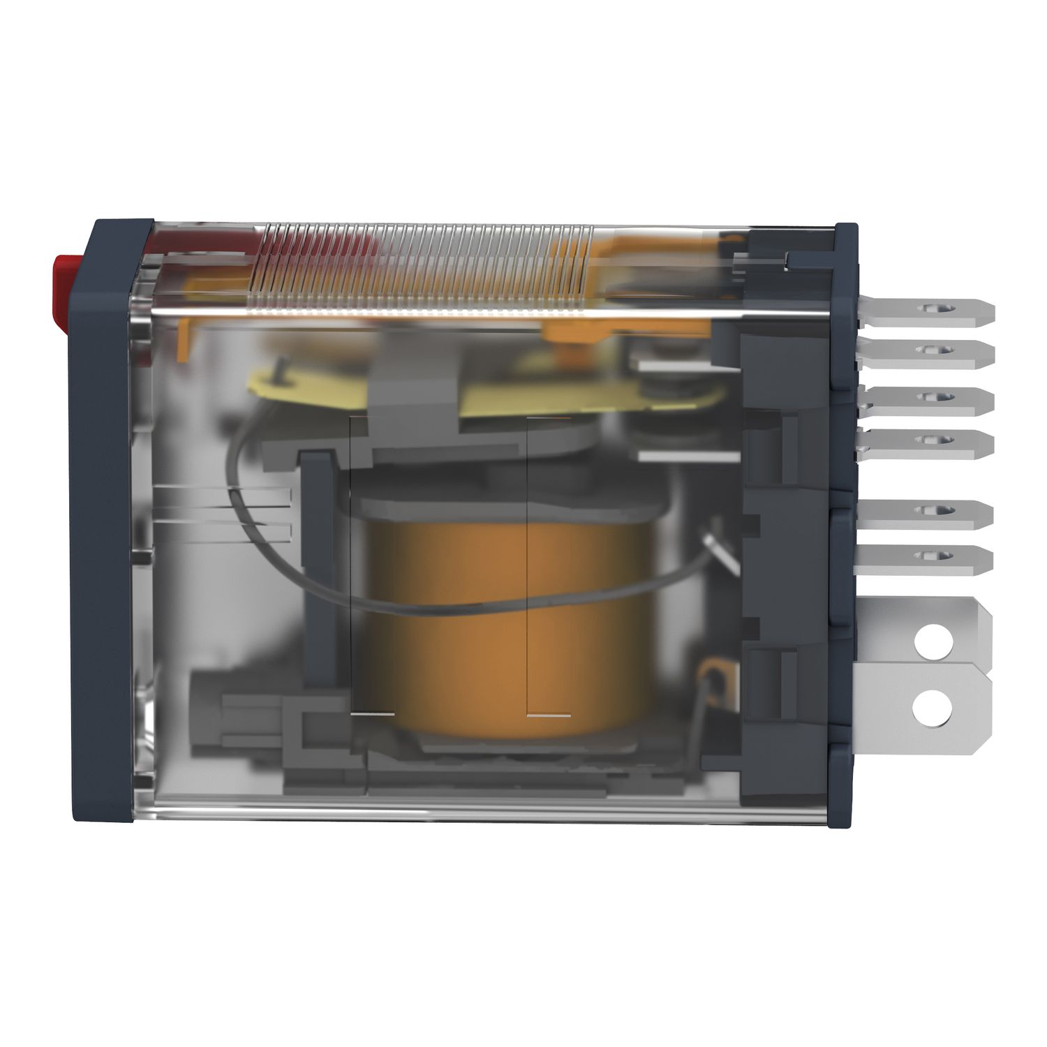 Picture of plug-in relay, Harmony electromechanical relays, 15A, 2CO, with LED, lockable test button, 230V AC