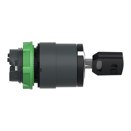 Picture of Head for key selector switch, Harmony XB5, plastic, black, 22mm, key 455, 2 positions, spring return right to left