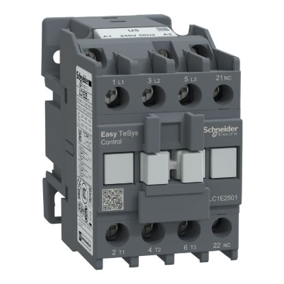 Picture of Contactor,Easy TeSys Control,LC1E,3P(3NO),AC-3,<=440V,25A,240V AC coil,50Hz,1NC auxiliary contact