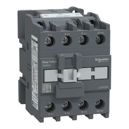 Picture of Contactor,Easy TeSys Control,LC1E,3P(3NO),AC-3,<=440V,32A,110V AC coil,50Hz,1NC auxiliary contact