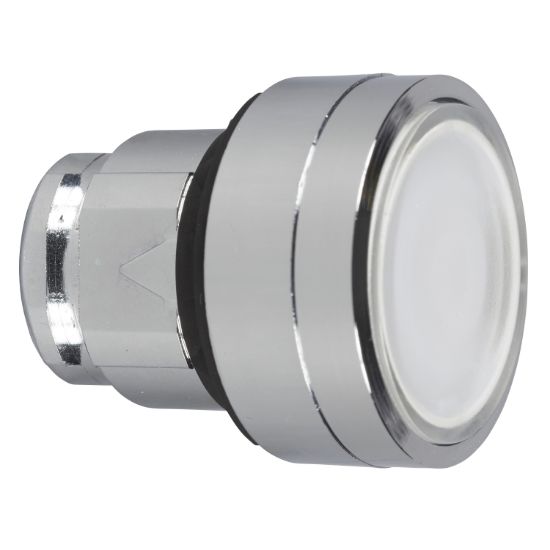 Picture of white flush illuminated pushbutton head Ø22 push-push for integral LED
