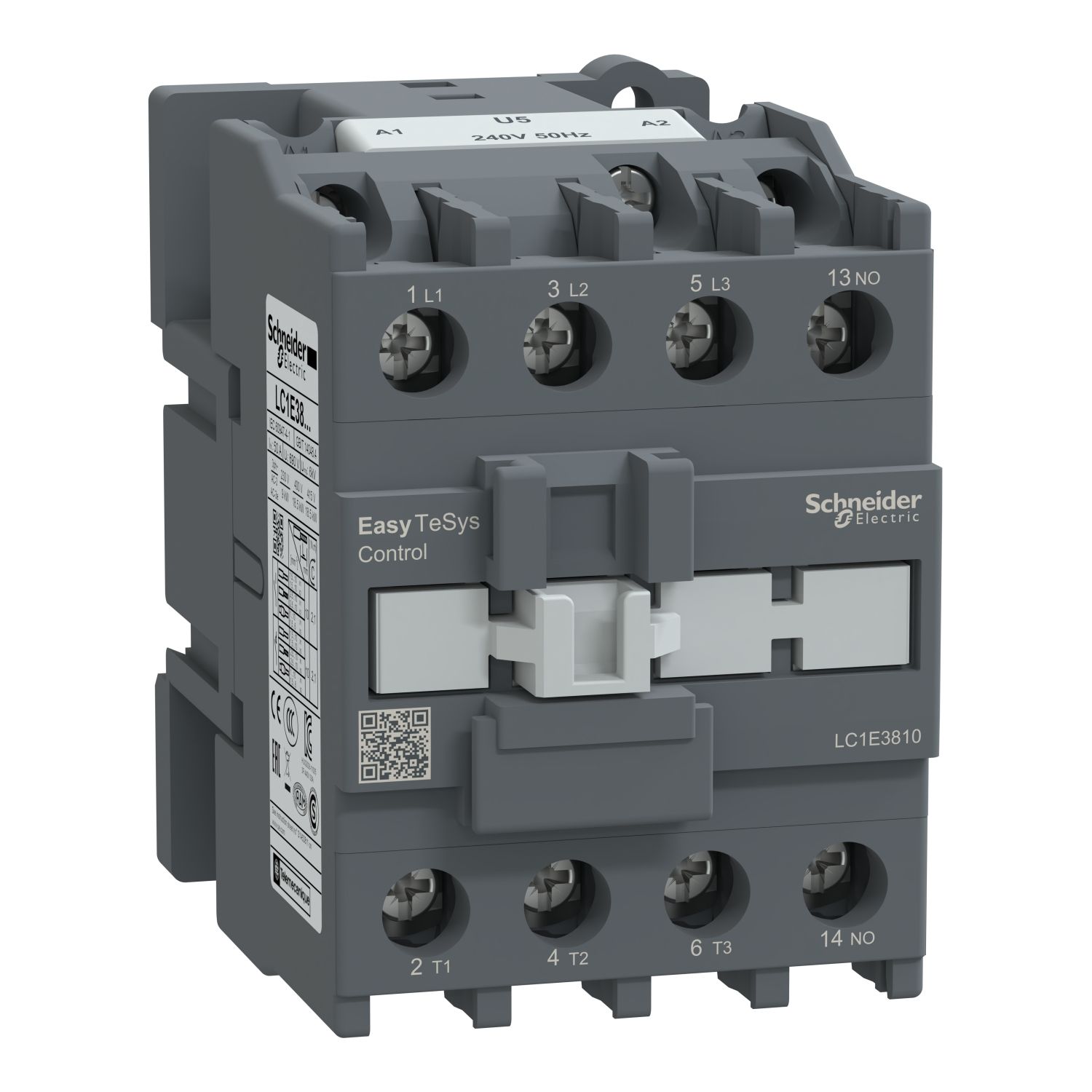 Picture of Contactor,Easy TeSys Control,LC1E,3P(3NO),AC-3,<=440V,38A,240V AC coil,50Hz,1NO auxiliary contact