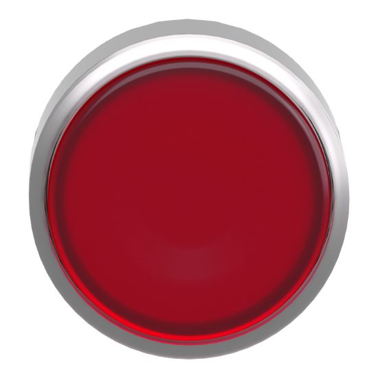 Picture of Head for illuminated push button, Harmony XB4, metal, red flush, 22mm, universal LED, push push, unmarked