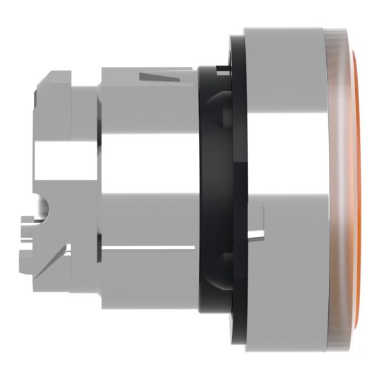 Picture of Head for illuminated push button, Harmony XB4, metal, orange flush, 22mm, universal LED, push push, unmarked