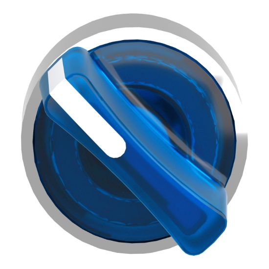 Picture of Head for illuminated selector switch, Harmony XB4, chromium metal, blue handle, 22mm, universal LED, 2 positions