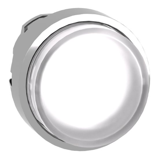 Picture of Head for illuminated push button, Harmony XB4, metal, white projecting, 22mm, push push, universal LED, unmarked