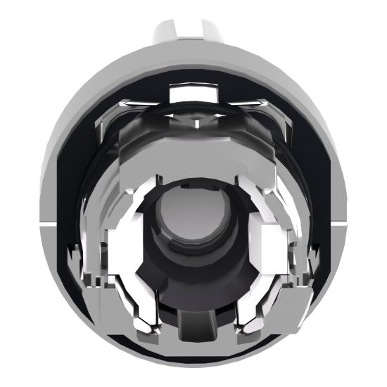 Picture of Head for illuminated selector switch, Harmony XB4, chromium metal, white handle, 22mm, universal LED, 3 positions