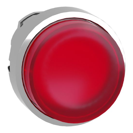 Picture of Head for illuminated push button, Harmony XB4, metal, red projecting, 22mm, push push, universal LED, unmarked