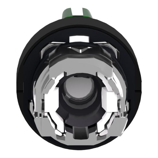 Picture of Head for illuminated selector switch, Harmony XB4, universal LED,  black metal, green handle, 22mm, 3 positions, stay put