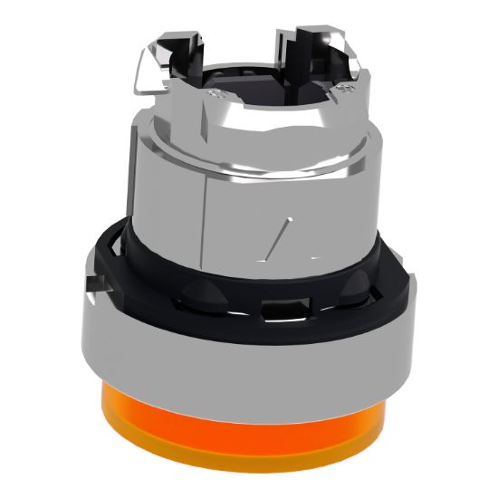 Picture of Head for illuminated push button, Harmony XB4, metal, orange projecting, 22mm, push push, universal LED, unmarked