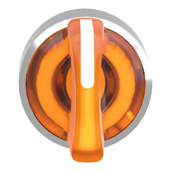 Picture of Head for illuminated selector switch, Harmony XB4, metal, orange handle, 22mm, universal LED, 3 positions, stay put