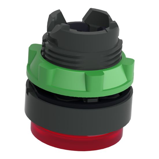 Picture of Head for illuminated push button, Harmony XB5, red projecting, 22mm, universal LED, push to release, unmarked