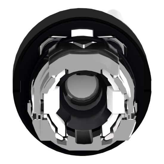 Picture of Head for illuminated selector switch, Harmony XB4, universal LED,  black metal, white handle, 22mm, 2 positions, stay put