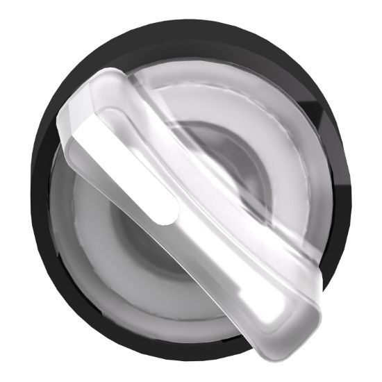 Picture of Head for illuminated selector switch, Harmony XB4, universal LED,  black metal, white handle, 22mm, 2 positions, stay put
