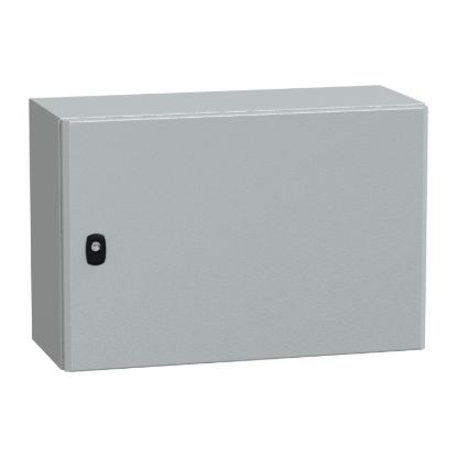 Picture of Wall mounted steel enclosure, Spacial S3D, plain door, with mounting plate, 400x600x250mm, IP66, IK10