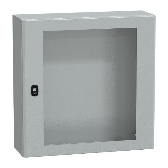 Picture of Wall mounted steel enclosure, PanelSeT S3D, transparent door, without mounting plate, 600x600x200mm, IP66, IK08