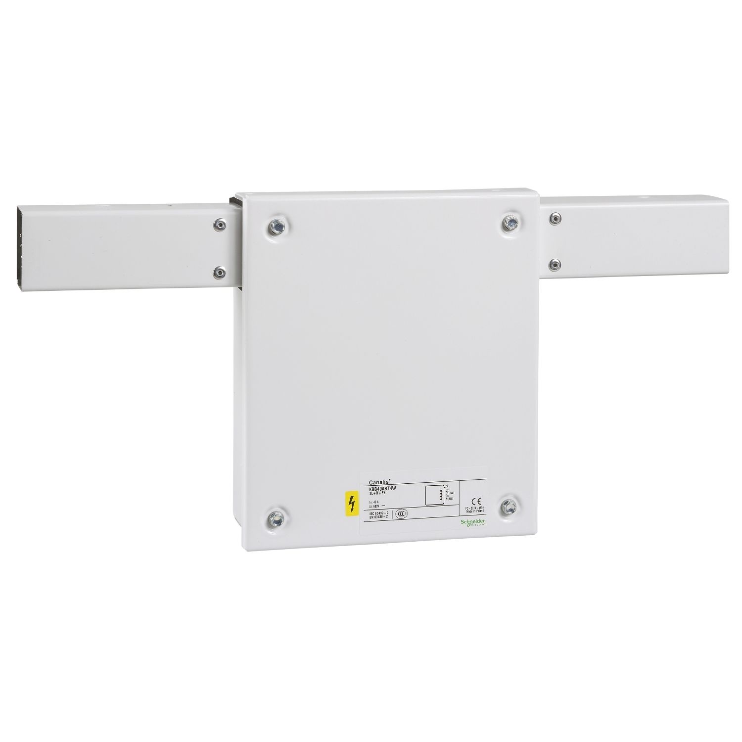 Picture of End feed unit, Canalis KBA, 25/40A, central mounting, 1 circuit, compatible DALI and KNX, white RAL9003