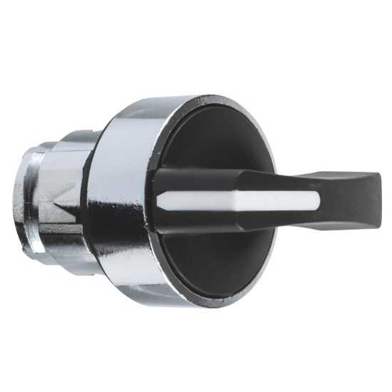 Picture of Selector switch head, Harmony XB4, metal, black, 22mm, long handle, 2 positions, spring return right to left