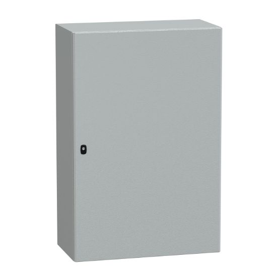 Picture of Wall mounted steel enclosure, Spacial S3D, plain door, with mounting plate, 1200x800x400mm, IP66, IK10