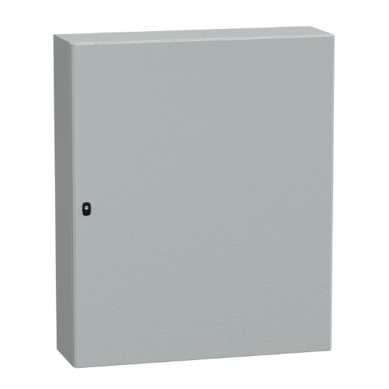 Picture of Wall mounted steel enclosure, Spacial S3D, plain door, with mounting plate, 1200x1000x300mm, IP66, IK10