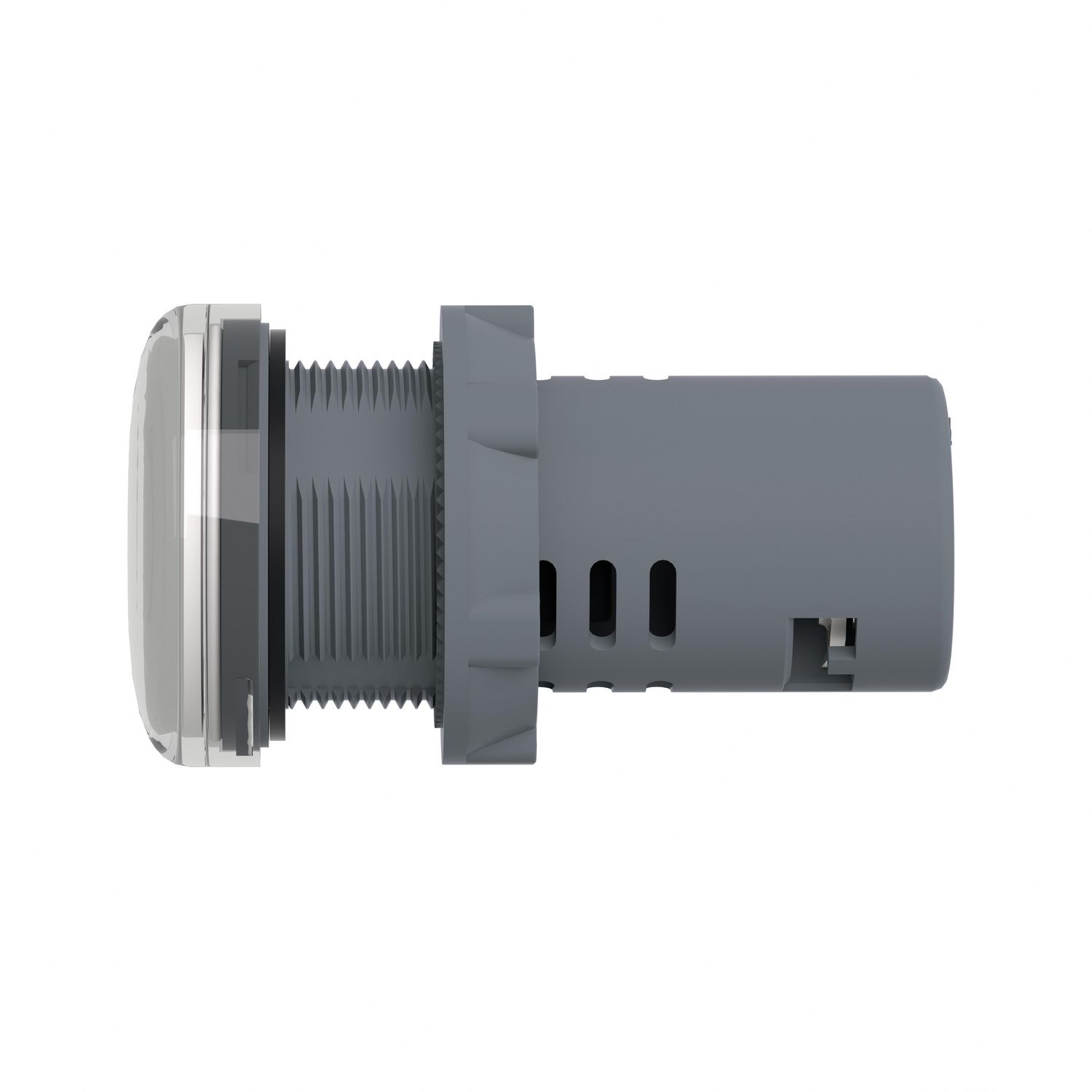 Picture of Monolithic pilot light, Easy Harmony XA2, plastic, white, 22mm, integral LED, screw clamp terminals, 220V DC