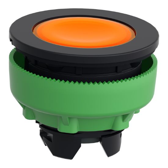 Picture of Head for pilot light, Harmony XB5, antimicrobial, plastic, orange, 30mm, universal LED, plain lens