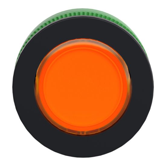 Picture of Head for pilot light, Harmony XB5, antimicrobial, plastic, orange, 30mm, universal LED, plain lens