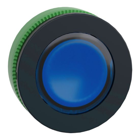 Picture of Head for pilot light, Harmony XB5, antimicrobial, plastic, blue, 30mm, universal LED, plain lens
