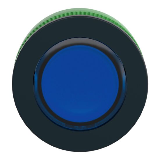 Picture of Head for pilot light, Harmony XB5, antimicrobial, plastic, blue, 30mm, universal LED, plain lens