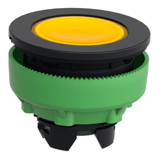 Picture of Head for pilot light, Harmony XB5, antimicrobial, plastic, yellow, 30mm, universal LED, plain lens