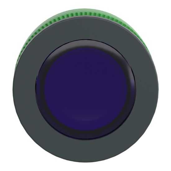 Picture of Head for illuminated push button, Harmony XB5, antimicrobial, plastic, blue, 30mm, universal LED, plain lens