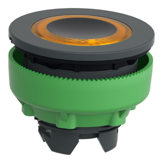 Picture of Head for illuminated push button, Harmony XB5, plastic, orange flush mounted, 30mm, universal LED, illuminated ring