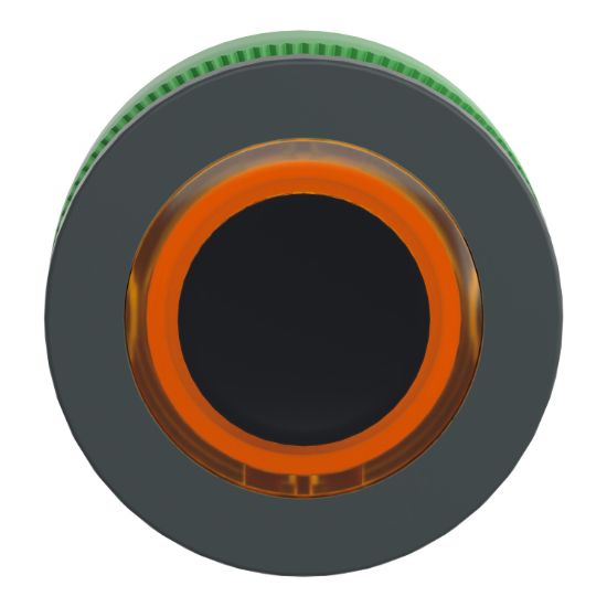 Picture of Head for illuminated push button, Harmony XB5, plastic, orange flush mounted, 30mm, universal LED, illuminated ring