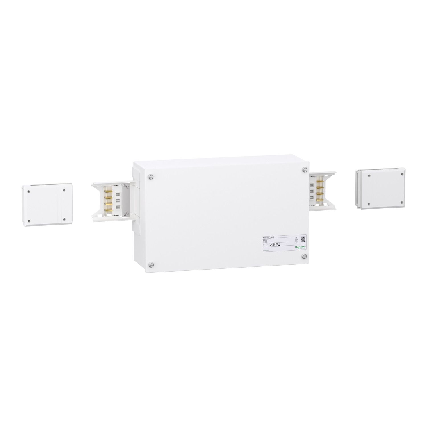 Picture of End feed unit, Canalis KNA, 160A, central mounting, polarity 3L+N+PE/3L+PEN, white RAL9001