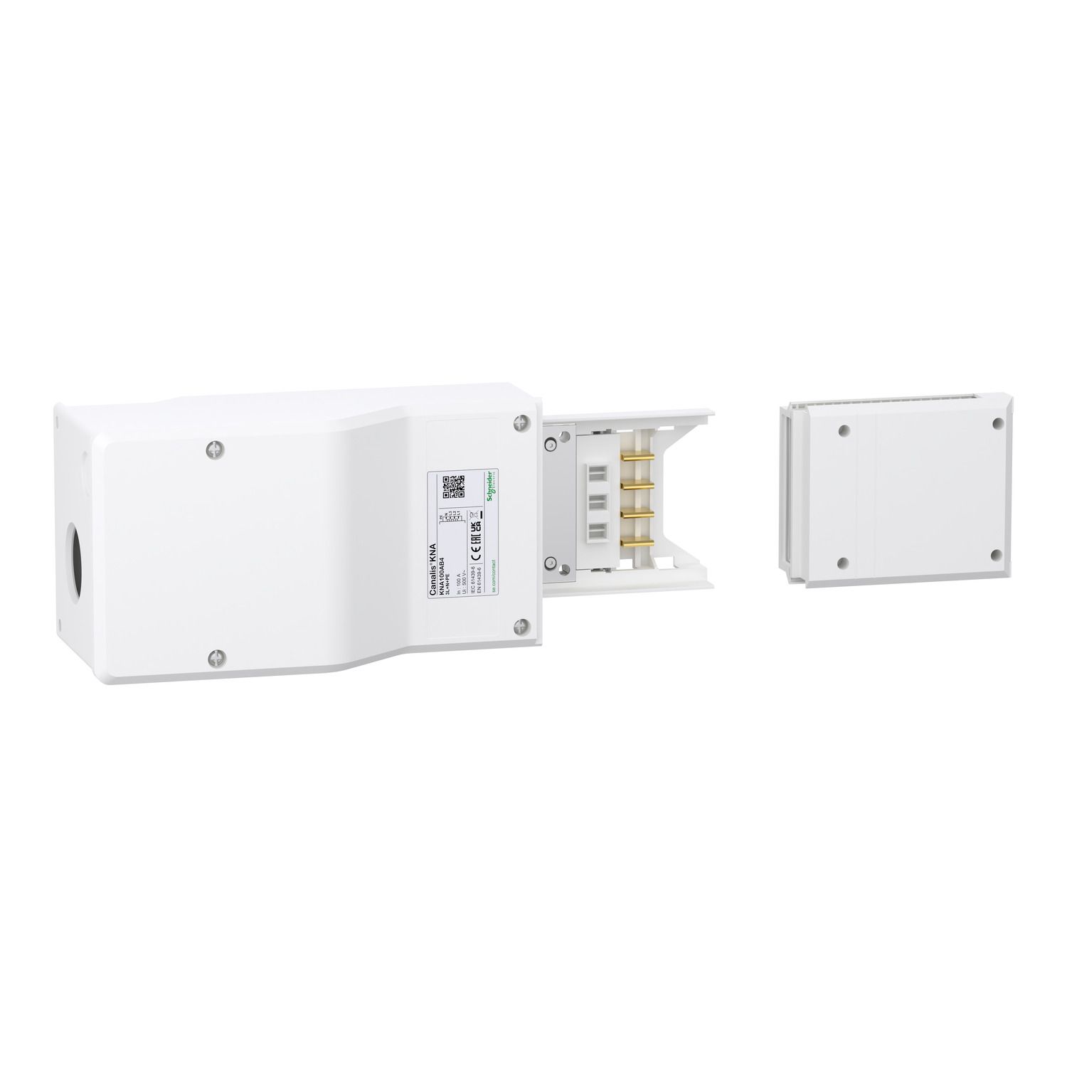 Picture of End feed unit, Canalis KNA, 100A, right or left mounting, polarity 3L+N+PE/3L+PEN, white RAL9001