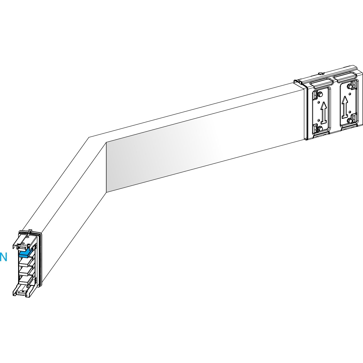 Picture of Elbow, Canalis KSA250, Alu, 100/160/250A, sides A/B made to measure, turns right or left, special angle, 3L+N+PE,RAL9001