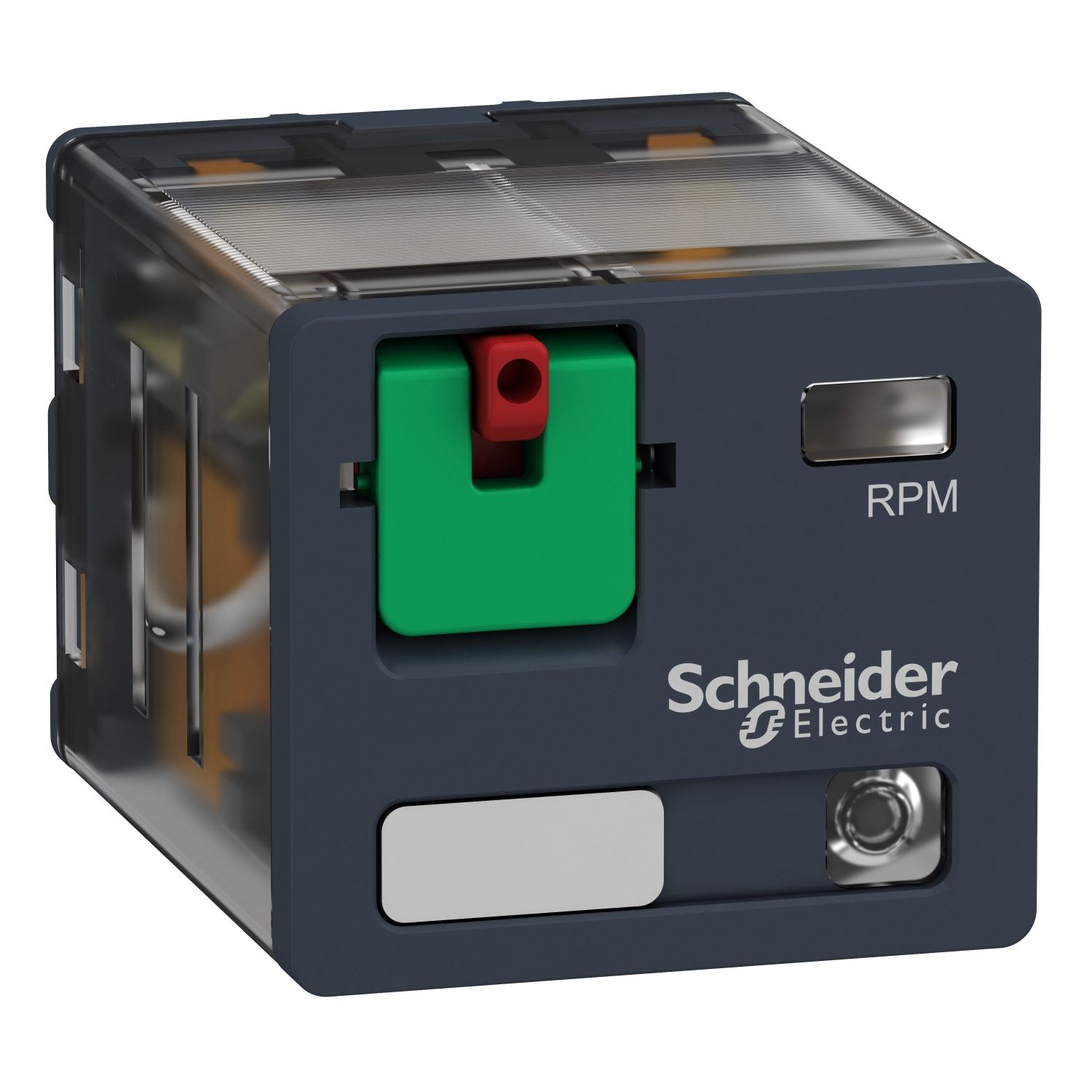 Picture of plug-in relay, Harmony electromechanical relays, 15A, 3CO, with LED, lockable test button, 120V AC