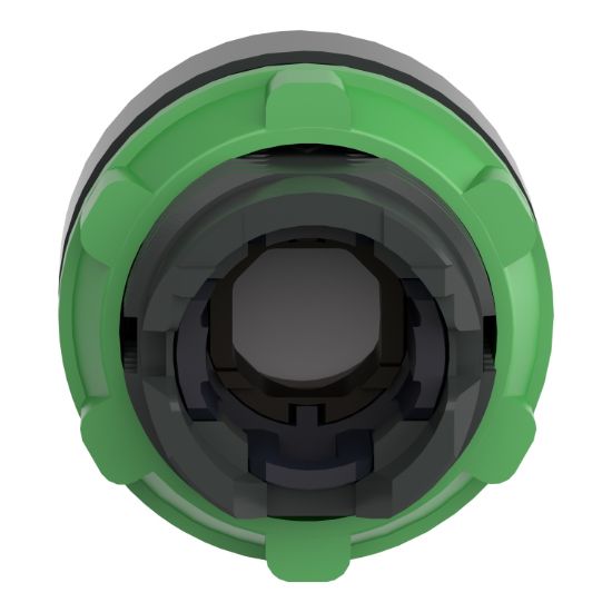 Picture of Head for illuminated push button, Harmony XB5, round green projecting, 22mm, universal LED, push to release, unmarked