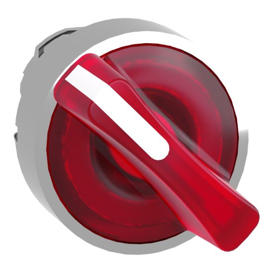 Picture of Head for illuminated selector switch, Harmony XB4, metal, red handle, 22mm, universal LED, 2 positions, stay put