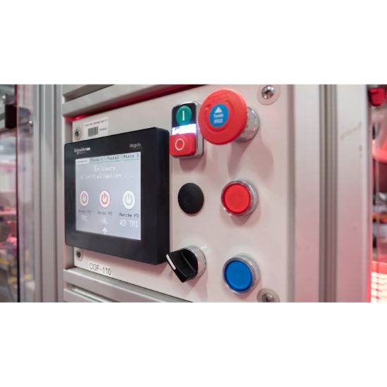 Picture of Head for illuminated selector switch, Harmony XB4, metal, red handle, 22mm, universal LED, 2 positions, stay put