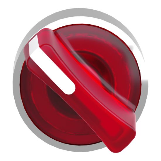 Picture of Head for illuminated selector switch, Harmony XB4, metal, red handle, 22mm, universal LED, 2 positions, stay put