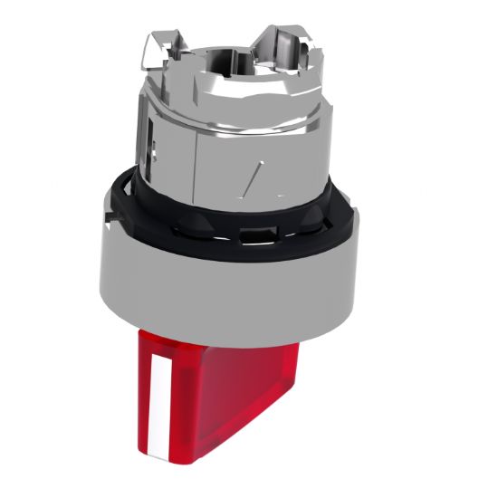 Picture of Head for illuminated selector switch, Harmony XB4, metal, red handle, 22mm, universal LED, 2 positions, stay put