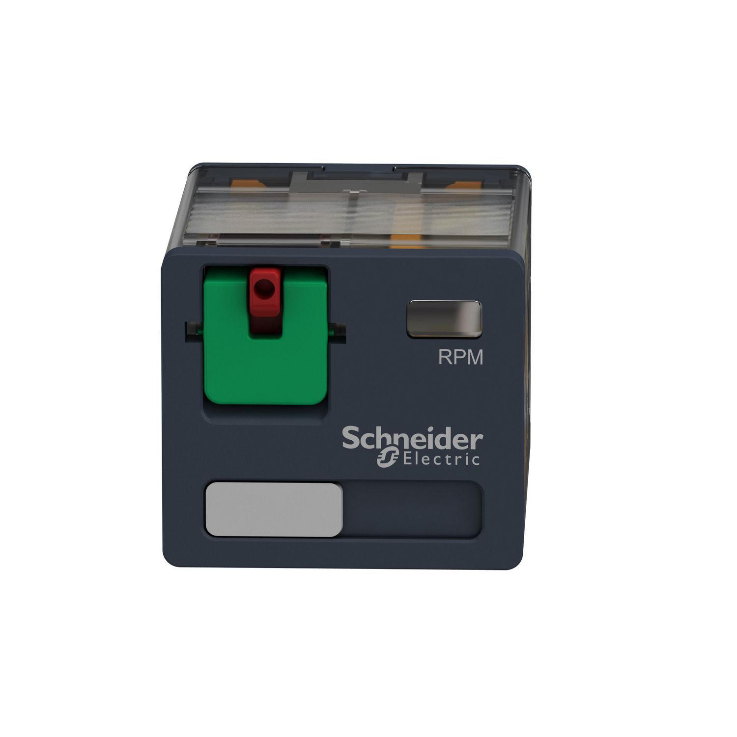 Picture of plug-in relay, Harmony electromechanical relays, 15A, 3CO, lockable test button, 120V AC