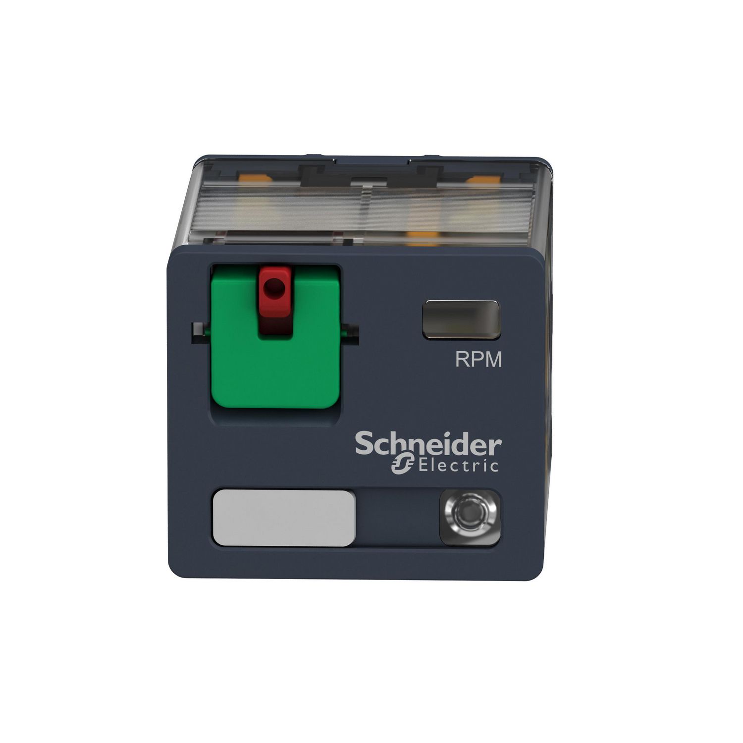 Picture of plug-in relay, Harmony electromechanical relays, 15A, 3CO, with LED, lockable test button, 230V AC